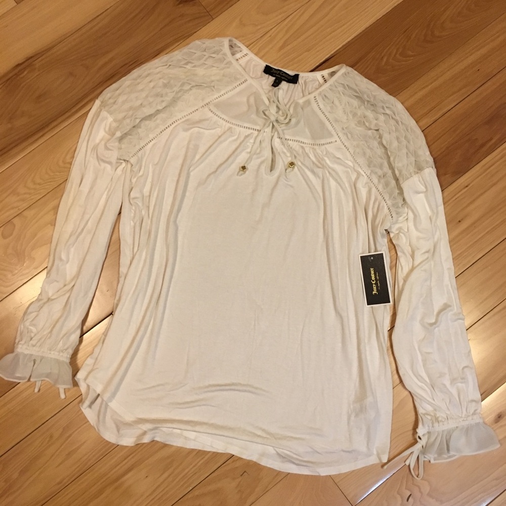 Juicy Couture smocked mixed fabric top